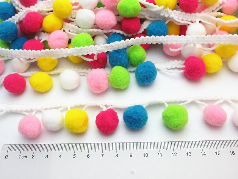 Dandan DIY 5yards Colorful 15mm Pom Pom Ball Fringe Trim Ribbon for Clothes Sewing Home Party Wedding Decoration Lace Ribbon Craft Supply - Image 3